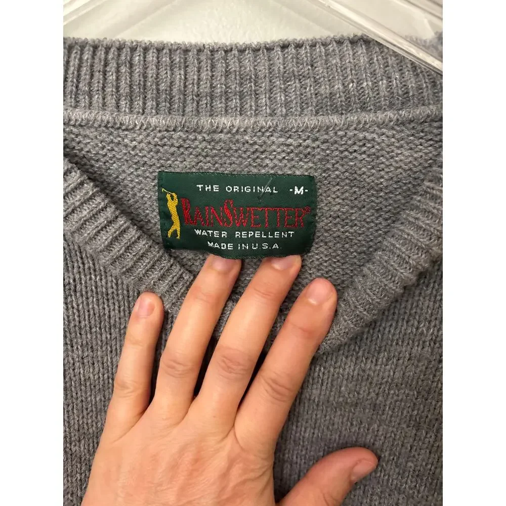 Rainswetter Water Repellent Golf Sweater, Men's, Med Grey MADE in USA